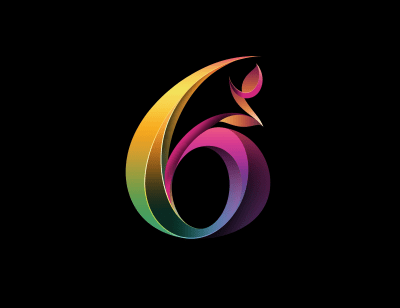 Abstract Number 6 and Musical Horn Logo Design