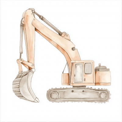 Excavator Watercolor Illustration