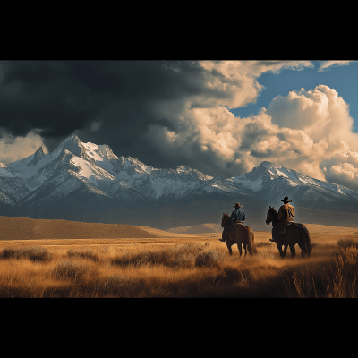 Cowboys Riding Across the Open Plains