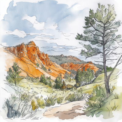 Torrey, Utah Watercolor Sketch