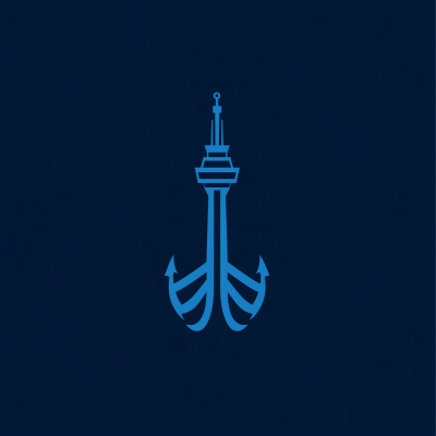 Trident and Oil Rig Logo Icon