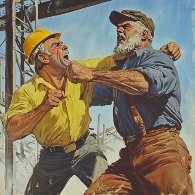 Construction Worker Fight