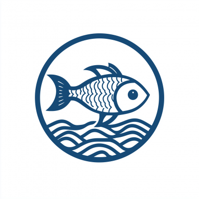 Minimalist Fish and Waves Logo