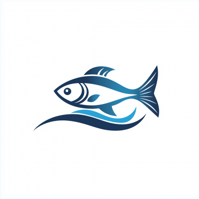 Minimalist Fish and Waves Logo