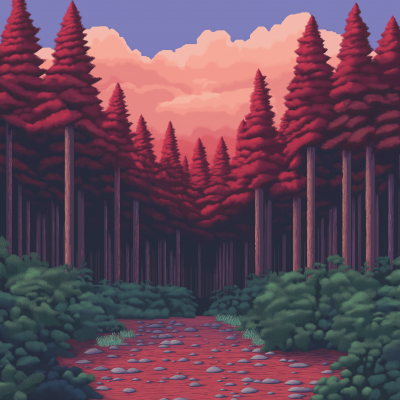 Gameboy Style Red Forest