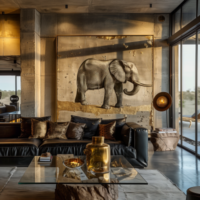 Luxury Concrete Themed Lounge in Botswana Hotel Lodge