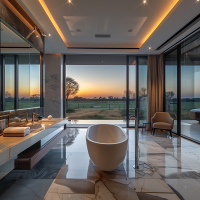 Luxury Bathroom with Golf Estate View