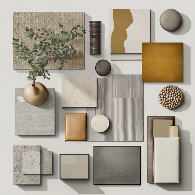 Top View Interior Materials Moodboard