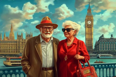 Elderly Couple Traveling in Europe