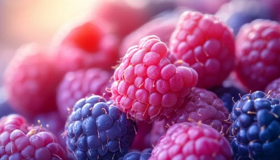 Vibrant Raspberries Close Up