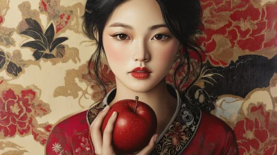 Korean Woman with Apple