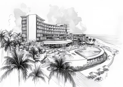 Modern Hotel Resort Sketch