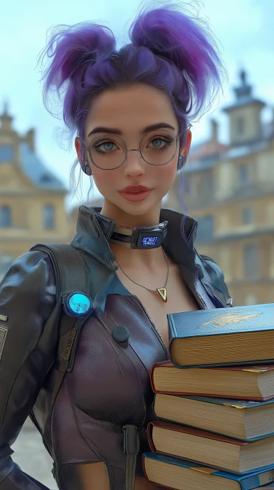 Cyberpunk Librarian Girl