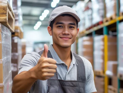 Thumbs Up in Warehouse