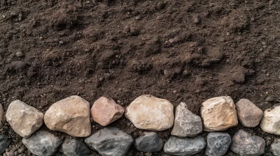 Empty Garden Bed with Fresh Soil and Spanish Rock Edge