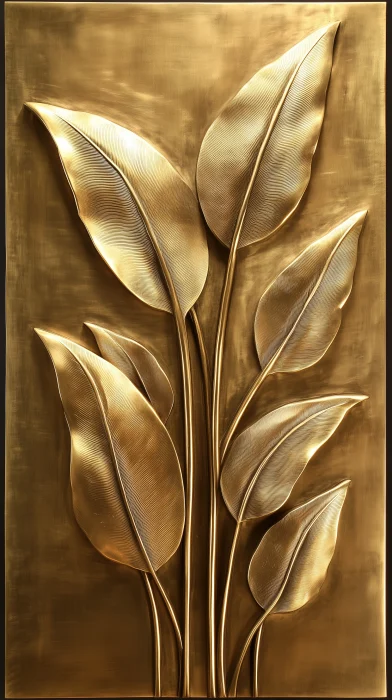 Brass Canna Stems Relief Art