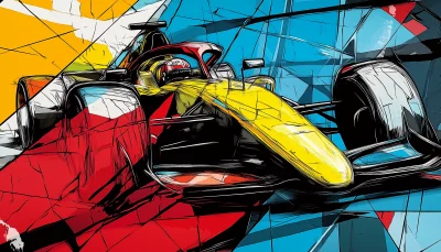 Colorful Formula 1 Car Stained Glass Art