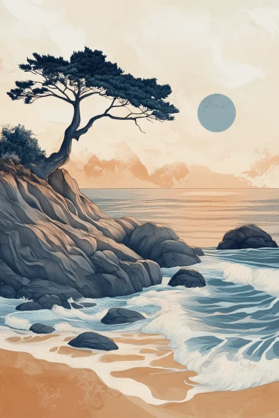 Serene Beach and Ocean Scene