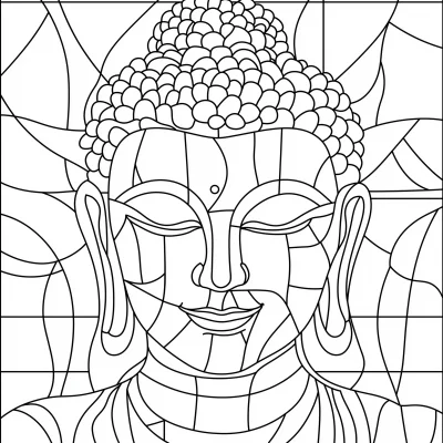 Buddha Statue Line Pattern Design