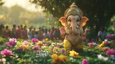 Lord Ganesh in Green Field