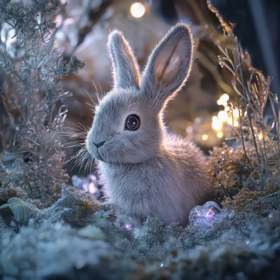 Fantastical Hare in Glowing Cave