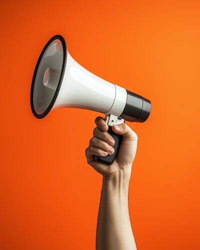 Dynamic Megaphone Action Shot