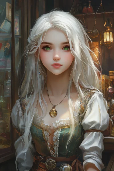 Young Noble Girl Outside Potion Shop