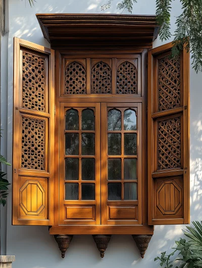 Traditional Wooden Roshan Window