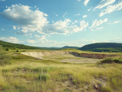 Scenic Meadow Field and Mining View