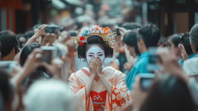 Japanese Geisha in a Crowd