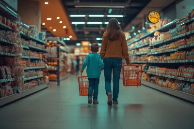 Family Shopping in Supermarket