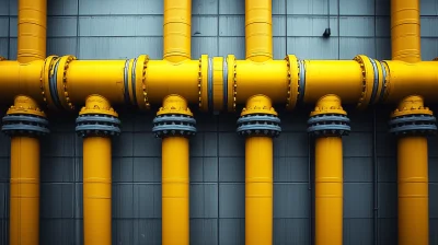 Yellow Gas Pipes in Industrial Setting