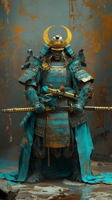 Samurai in Turquoise and Gold