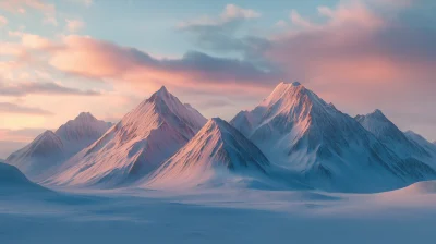 Symmetrical Snowy Mountain Range