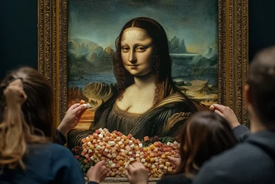 Mona Lisa with Sugar Cubes