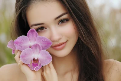 Portrait of a Girl with Orchid