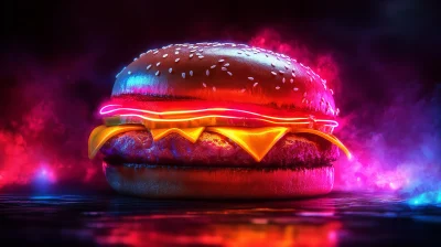 Neon Burger Illustration