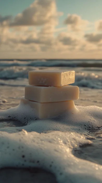 Stack of Soap on the Beach