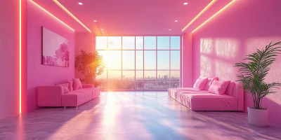 Empty Modern Pink Room