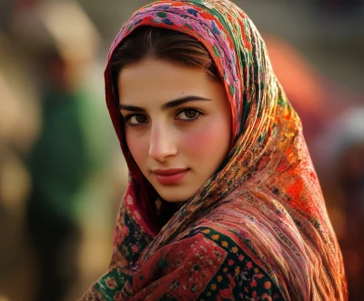 Kashmiri Women in Colorful Dresses