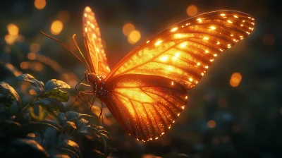 Radiant Butterfly at Night