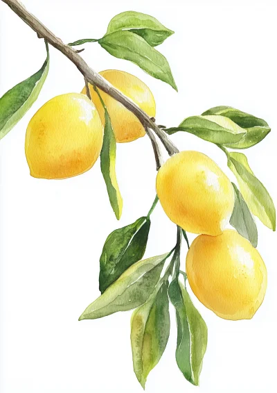 Watercolor Lemon Tree