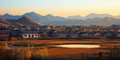 Chinese Village at Dusk