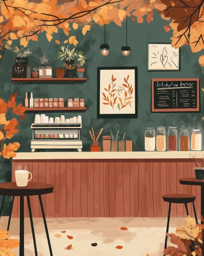 Boho Coffeehouse in Autumn