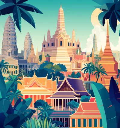 Enchanting Bangkok Cityscape Illustration