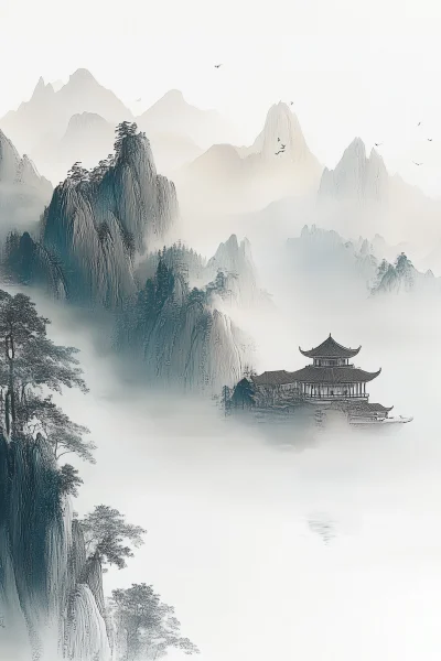 Chinese Tea Mountain Painting