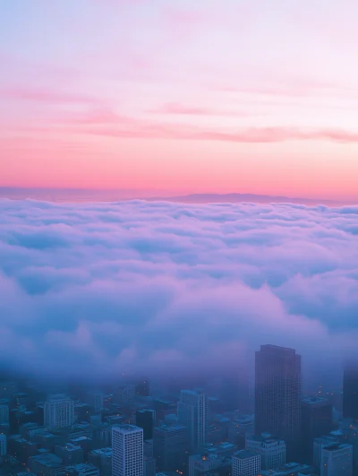 Dusk Cityscape with Fog