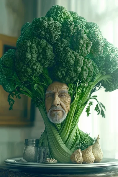 Portrait of a Man with Broccoli