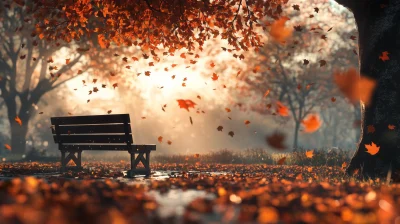 Autumn Landscape with Bench