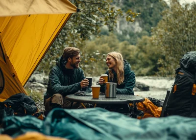 Couple Camping by the River